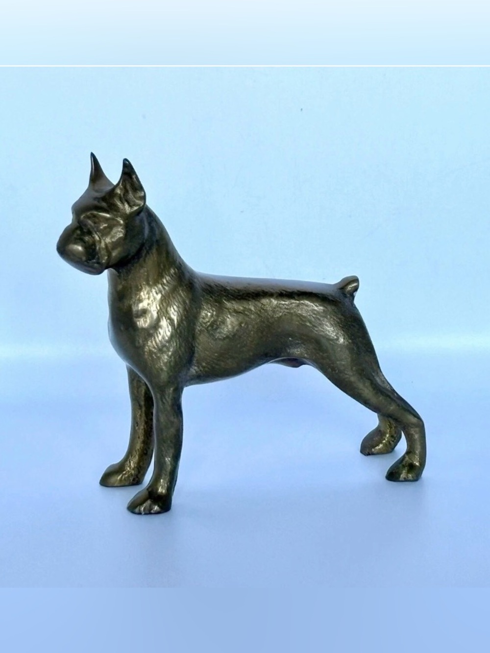 Vintage Brass Boxer Dog Figurine 4.75” Tall 5.25” Long with Patina